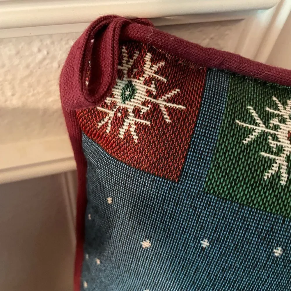 Vintage Tapestry Stocking Pillows Snowman Themed set of 2!